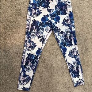 Nicole Miller Sport Blue and White Floral Leggings